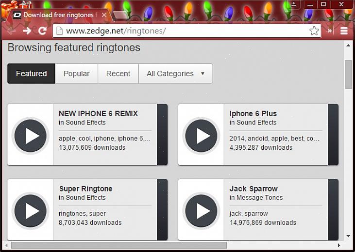 Μπορείτε να δείτε το ringtones4all.com όπου μπορείτε να κατεβάσετε ήχους κλήσης σύμφωνα με το είδος της