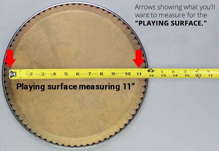 Μετρήστε τη διάμετρο της κεφαλής του τυμπάνου κρατώντας το χάρακα ή τη μεζούρα πάνω του